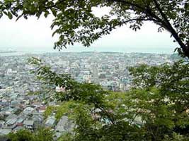 神倉神社から新宮市街を望む